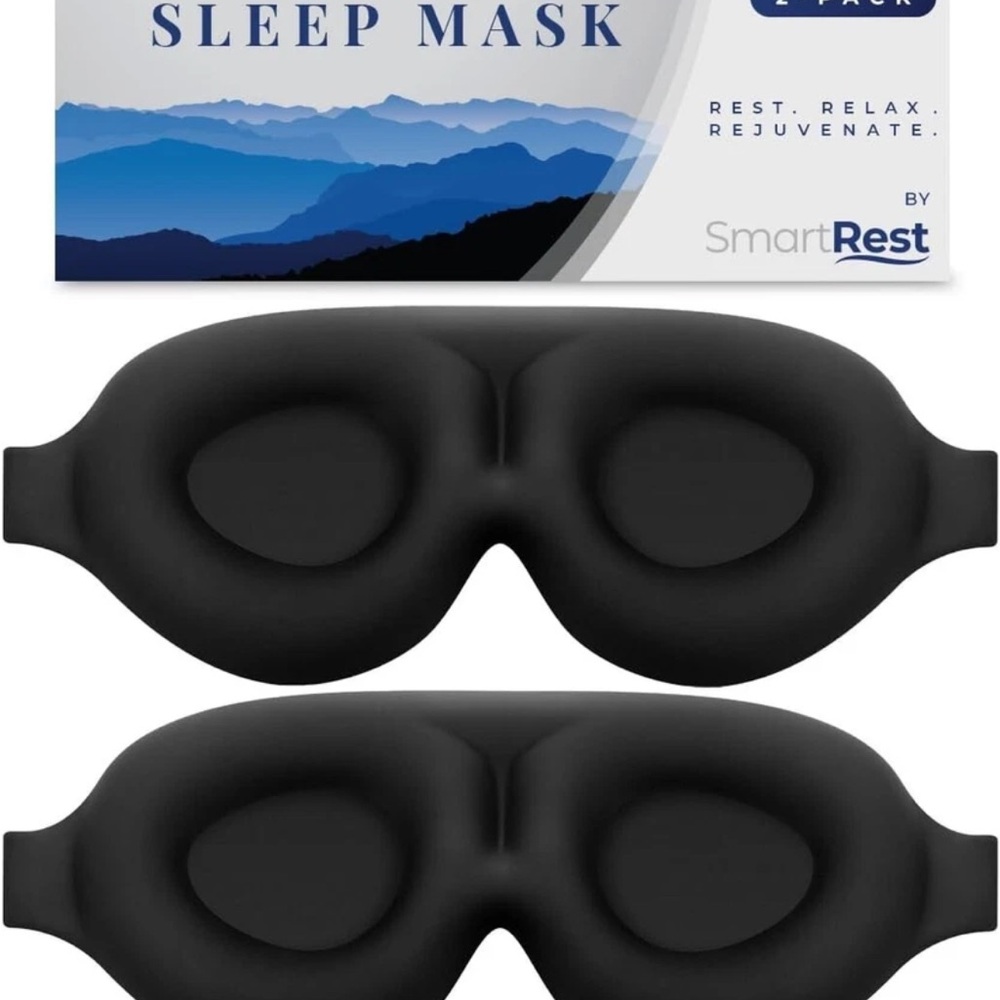 Black Contoured 3D Sleep Mask - 2 Pack